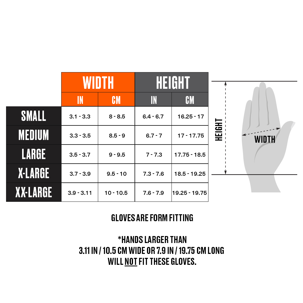 Fox glove size chart deals